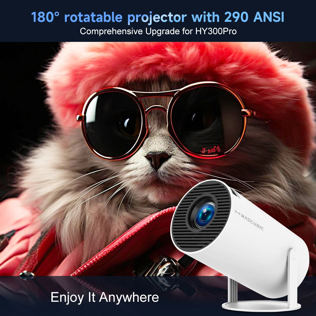 Clearance Sale-  HY300 Projector 4K Android 14 Wifi6 290ANSI Allwinner H726 BT5.0 720P Cinema Outdoor Portable Projector